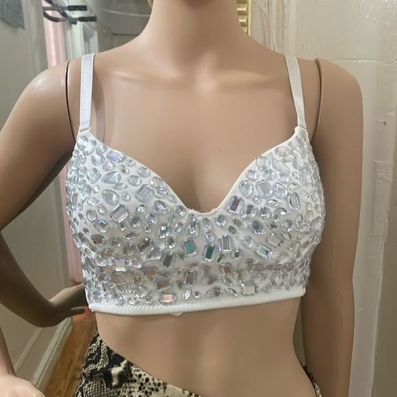 Say what ny White Rhinestone Embellished Bralette - Picture 9 of 9